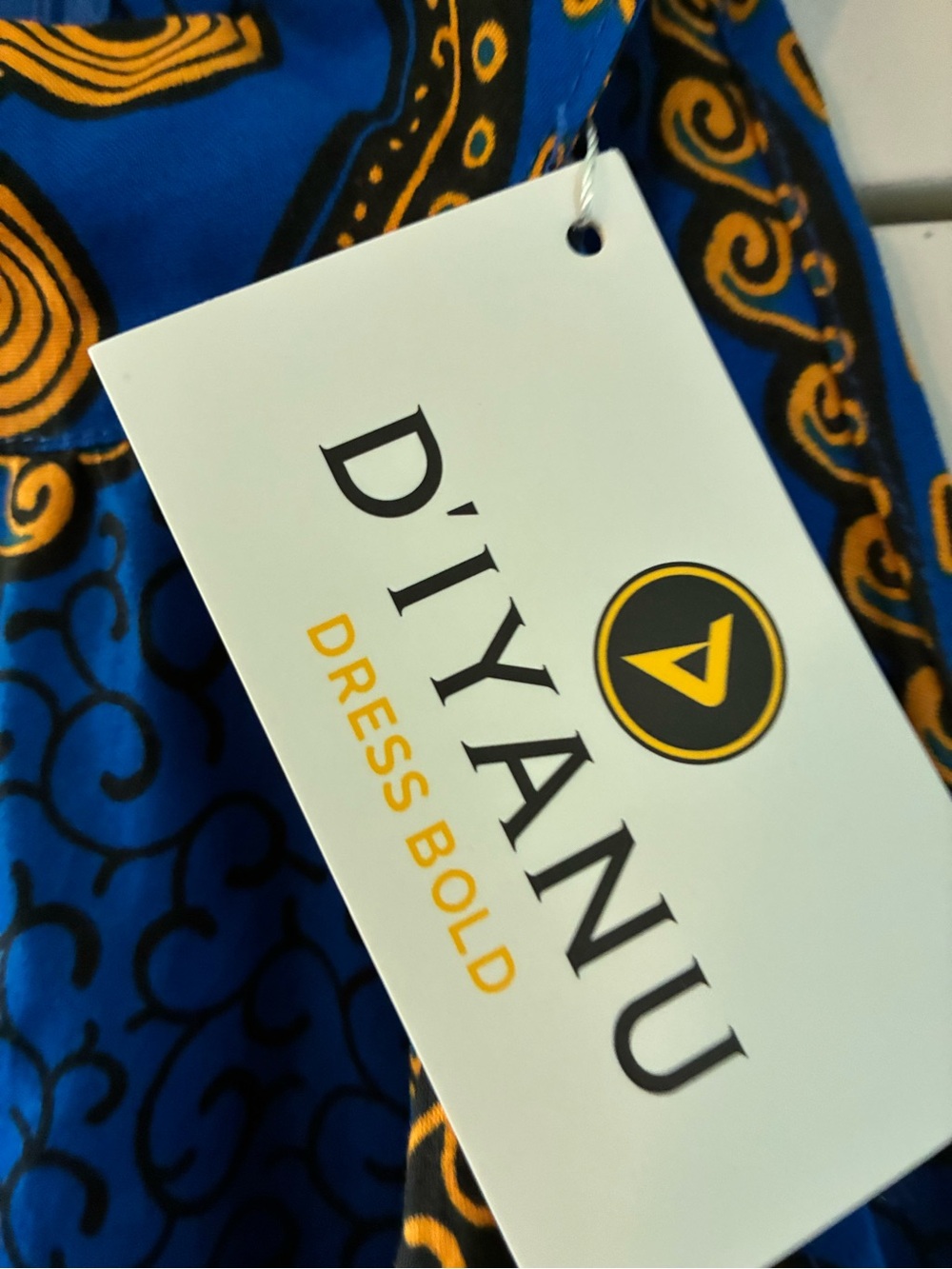 D’Iyanu sz 3X African Halter Blue & Gold Patterned Maxi Dress nwt - Picture 5 of 10